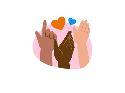An illustration of hands together in a group