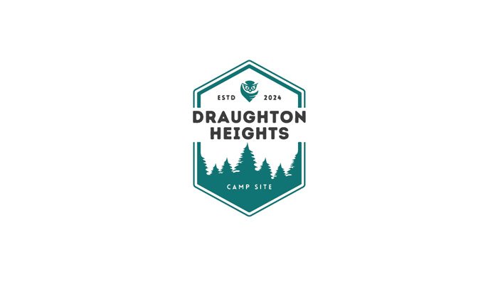 The Draughton Heights Camp Site logo, with an illustration of a forest