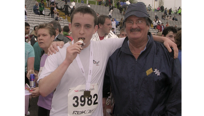 Joe's dad, Roger posing as a sprinter when he was young