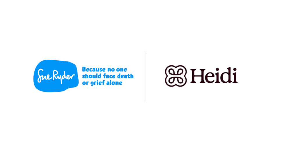 Image of Sue Ryder logo next to Heidi Health logo