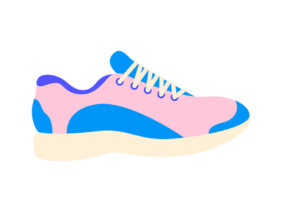 Illustration of a pink and blue trainer