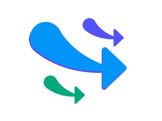 An illustration of different coloured arrows sweeping to the bottom right
