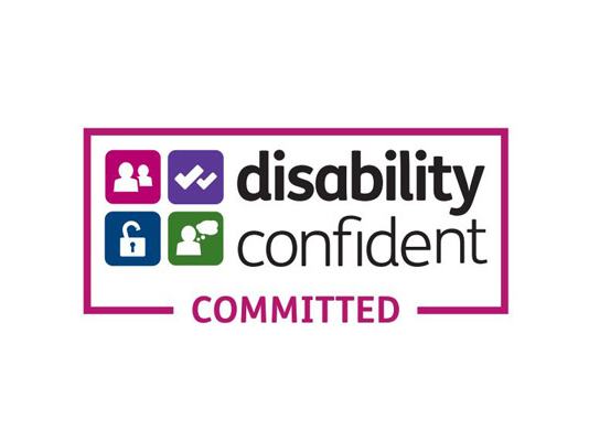 The Disability Confident logo, with text beneath saying 'Committed'