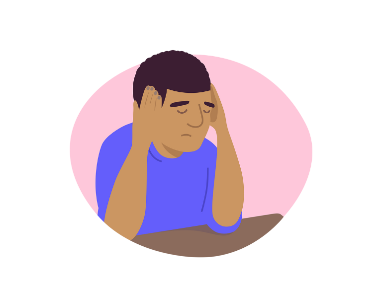 Illustration of man holding head