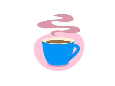 Blue mug of steaming coffee or hot chocolate